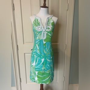 Lilly Pulitzer Tessa Shift Dress Green Sheen Fronds Place Size 0
